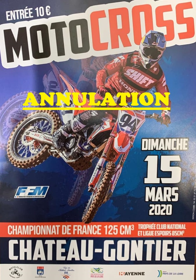 Infos Motocross - Annulation Château Gontier 15 mars